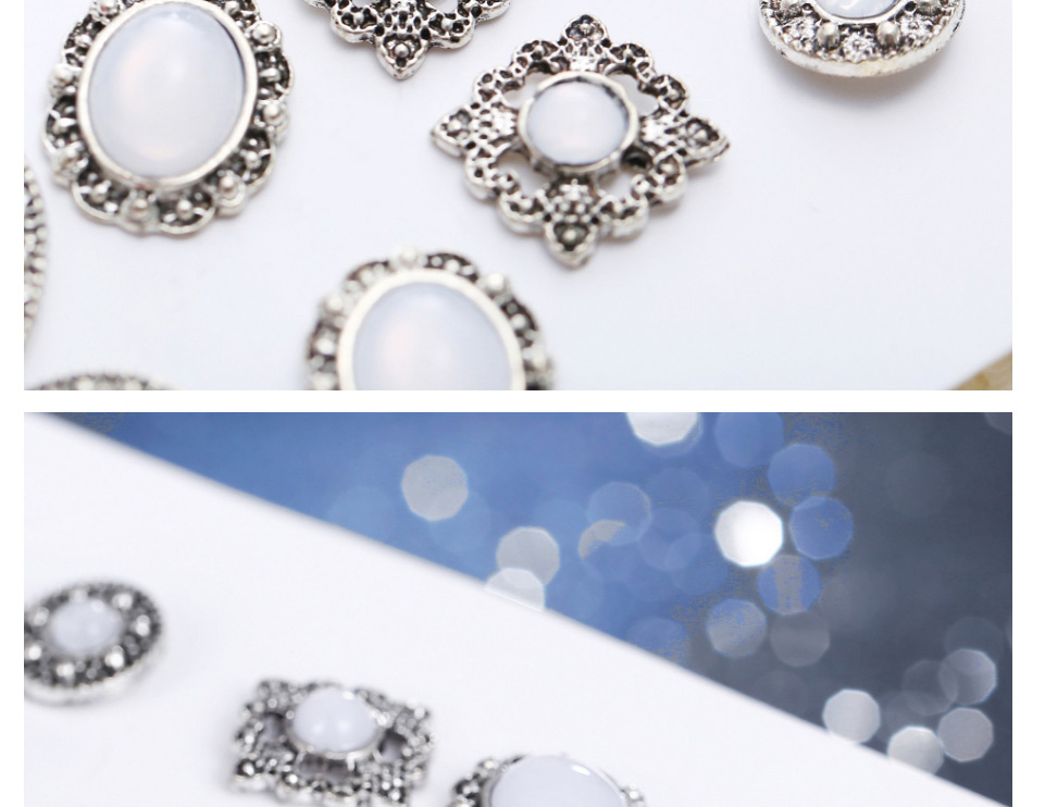 Fashion Silver Color Alloy Diamond Geometric Stud Earring Set,Jewelry Sets