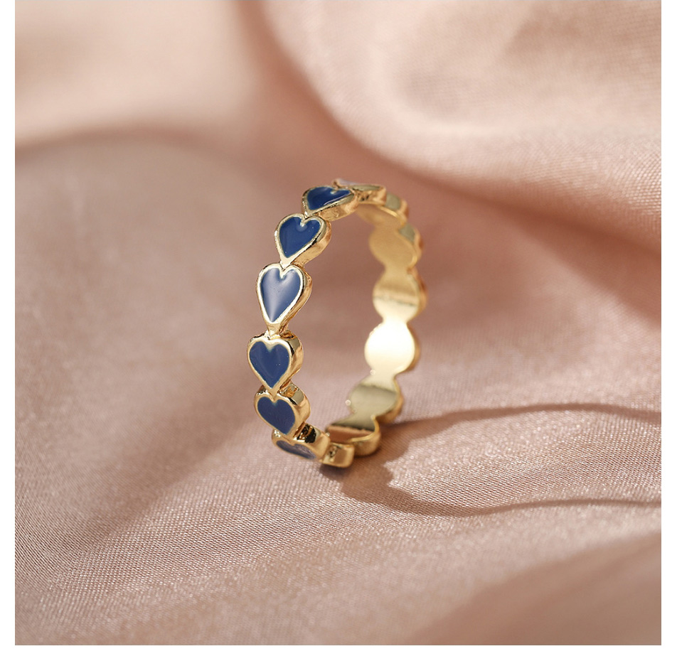 Fashion Blue Alloy Drop Oil Love Heart Ring,Fashion Rings