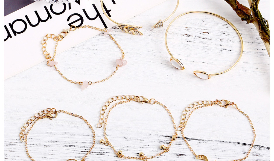 Fashion Gold Coloren-2 Alloy Diamond Star And Moon Love Bracelet Set,Jewelry Sets
