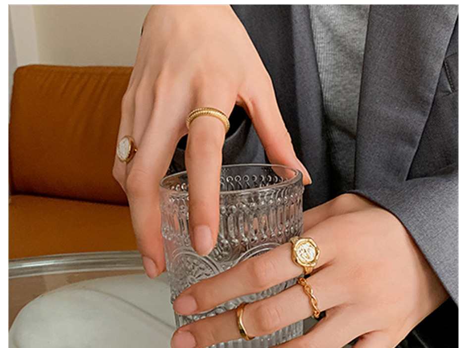 Fashion Gold Color Alloy Geometric Portrait Irregular Ring Set,Jewelry Sets