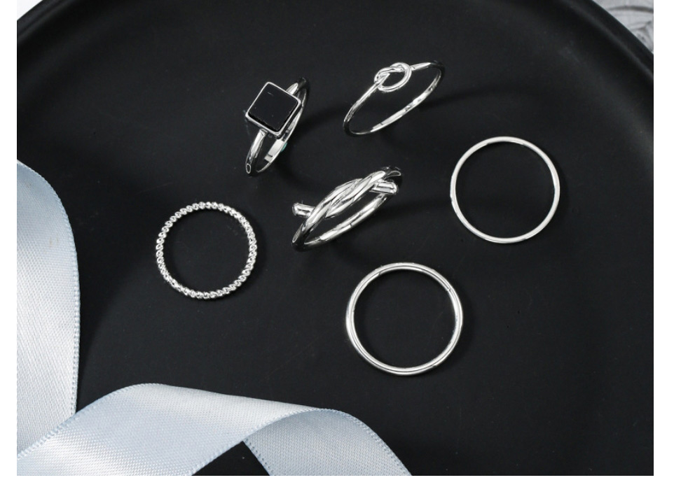 Fashion Silver Color Alloy Geometric Knotted Ring Set,Jewelry Sets