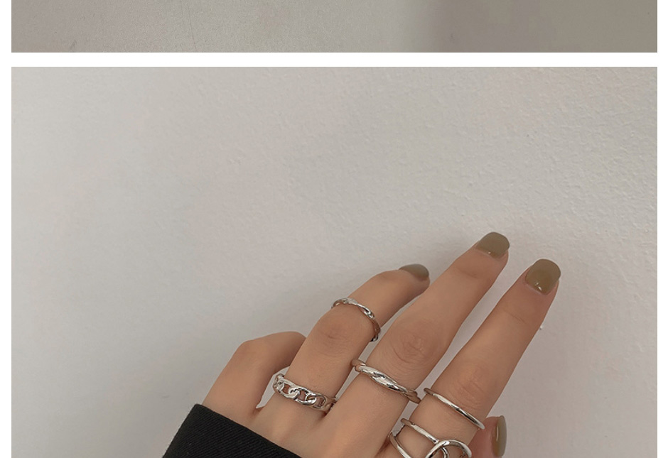 Fashion Silver Color Alloy Geometric Chain Cross Ring Set,Jewelry Sets