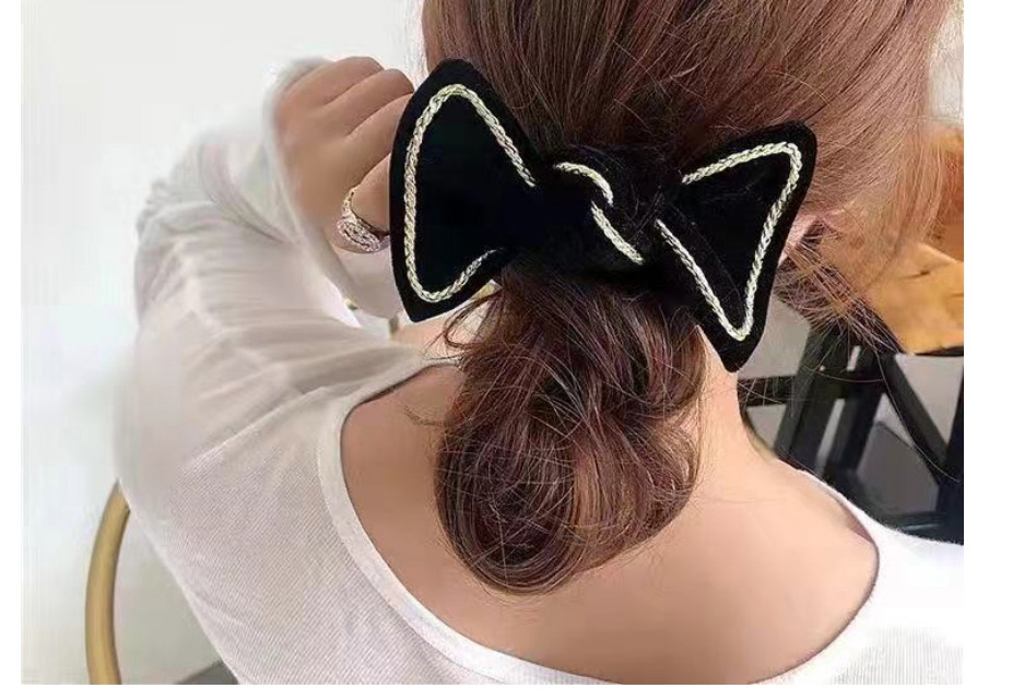 Fashion Black Velvet Bow Pleated Hair Tie,Hair Ring
