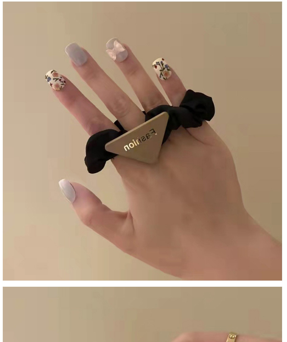Fashion Coffee Color Letter Triangle Mark Folded Hair Tie,Hair Ring