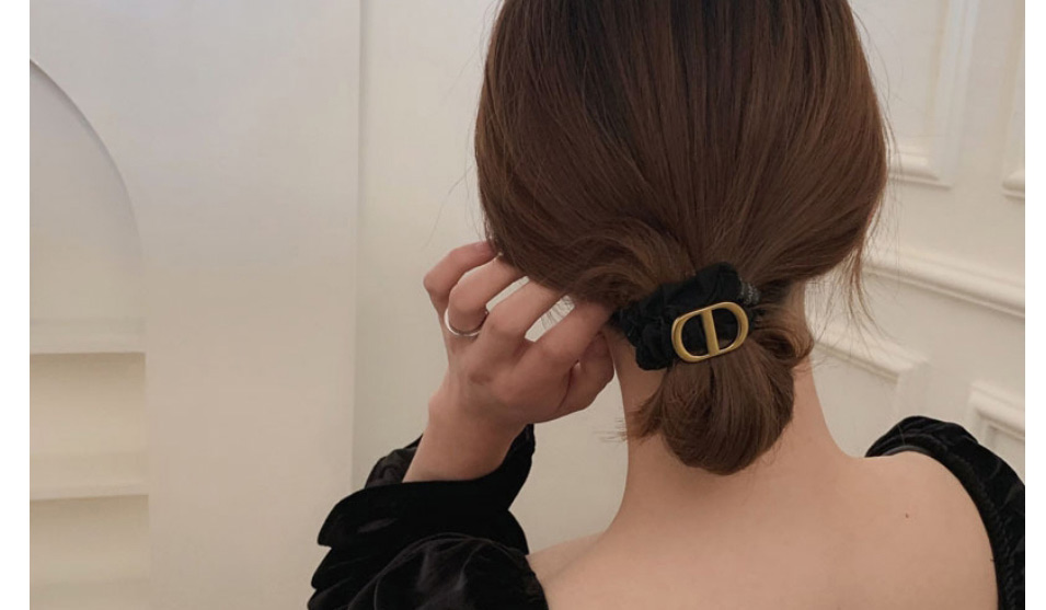 Fashion Black Alloy Letter Pleated Hair Tie,Hair Ring