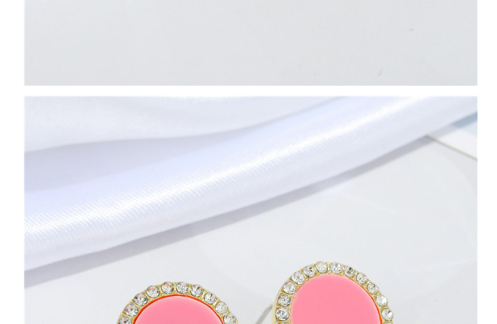 Fashion Pink Alloy Point Diamond Round Earrings,Stud Earrings