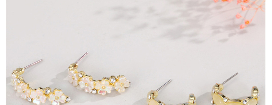 Fashion Oval Opal Metal Oval Opal C-shaped Earrings,Hoop Earrings