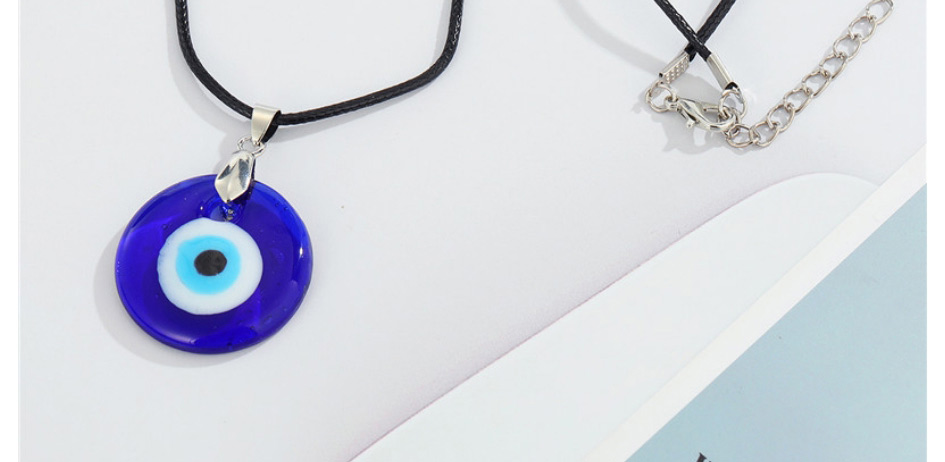 Fashion Water Drop Blue Eyes (leather Rope) Water Drop Round Glass Eye Necklace,Pendants