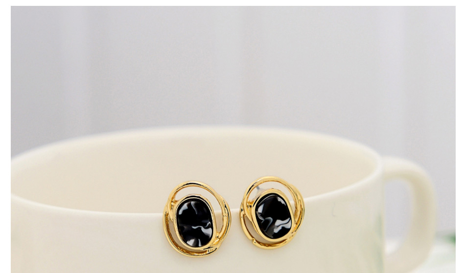 Fashion Gold Color Acetate Plate Round Earrings,Stud Earrings