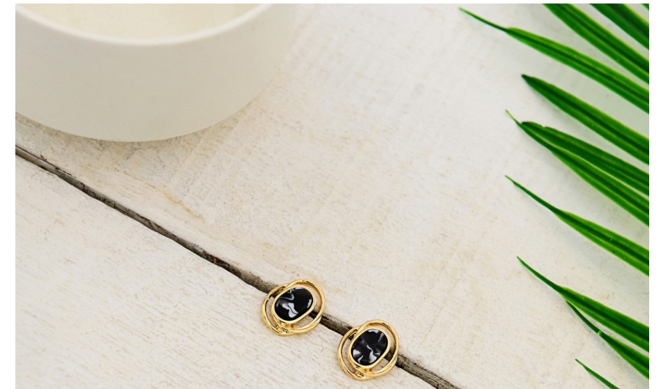 Fashion Gold Color Acetate Plate Round Earrings,Stud Earrings