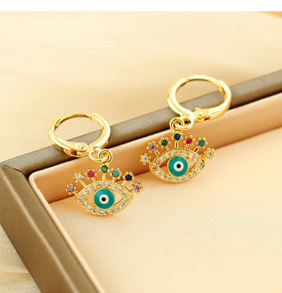 Fashion Color Copper Inlaid Zirconium Eye Ear Ring,Earrings