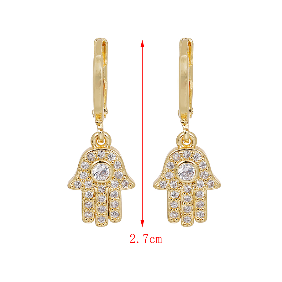 Fashion Gold Copper Inlaid Zirconium Palm Ear Ring,Earrings
