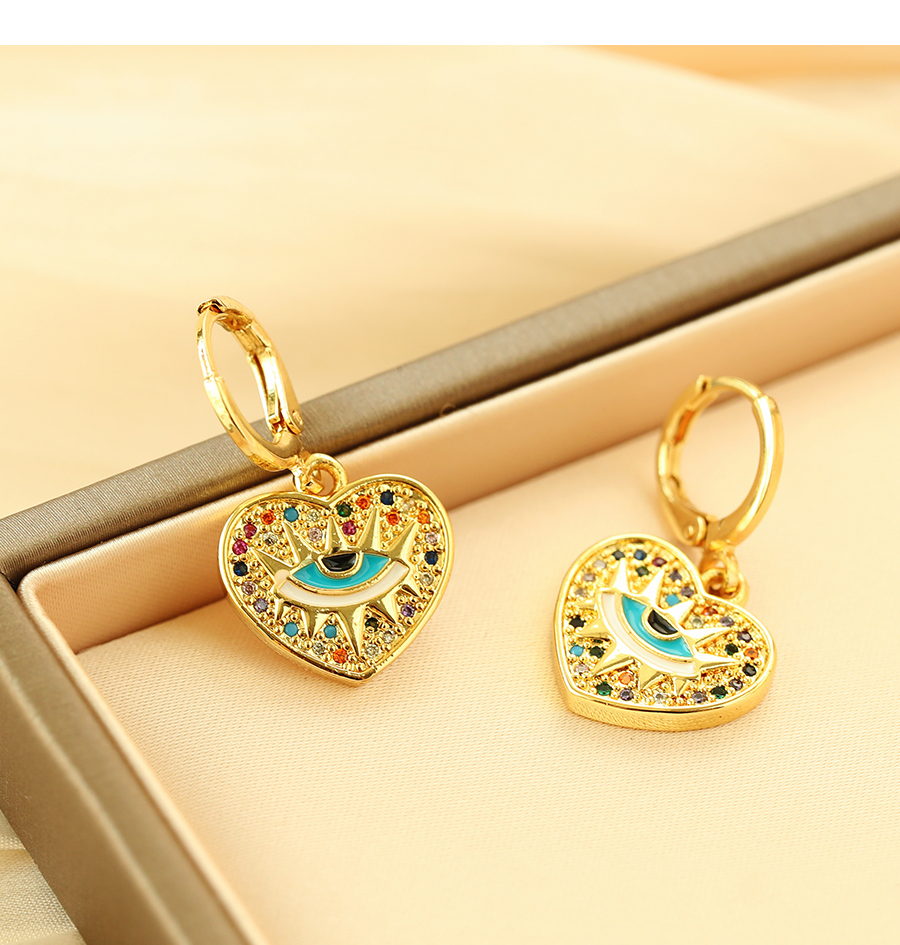 Fashion Color Copper Inlaid Zirconium Love Eyes And Earrings,Earrings
