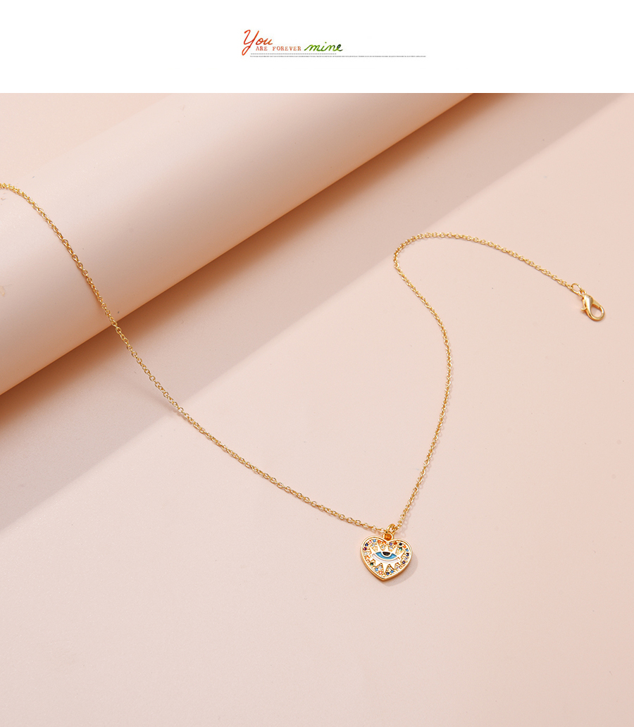 Fashion Color Copper Inlaid Zirconium Love Eye Necklace,Necklaces