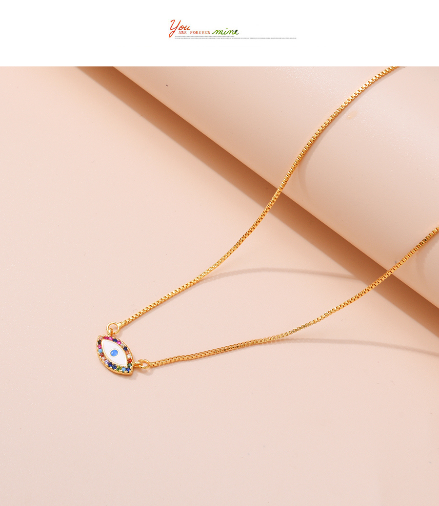 Fashion Color Copper Inlaid Zirconium Eye Necklace,Necklaces
