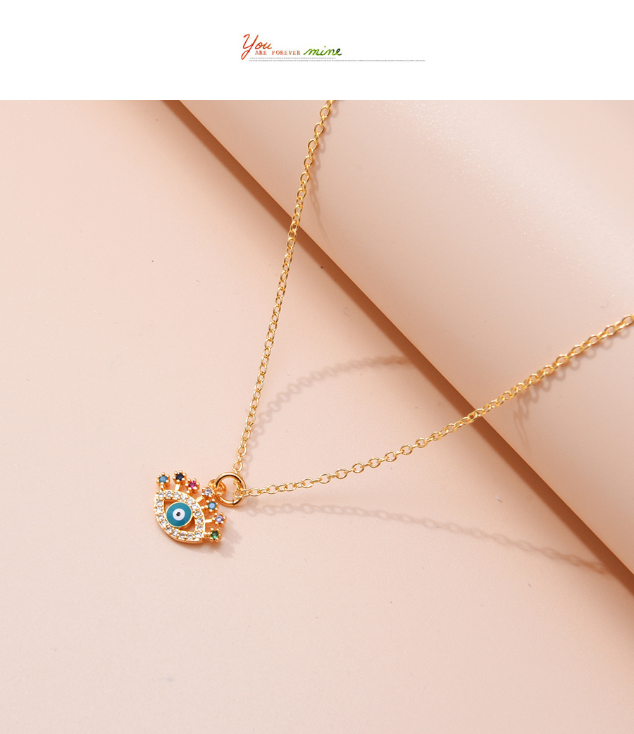 Fashion Color Copper Inlaid Zirconium Eye Necklace,Necklaces