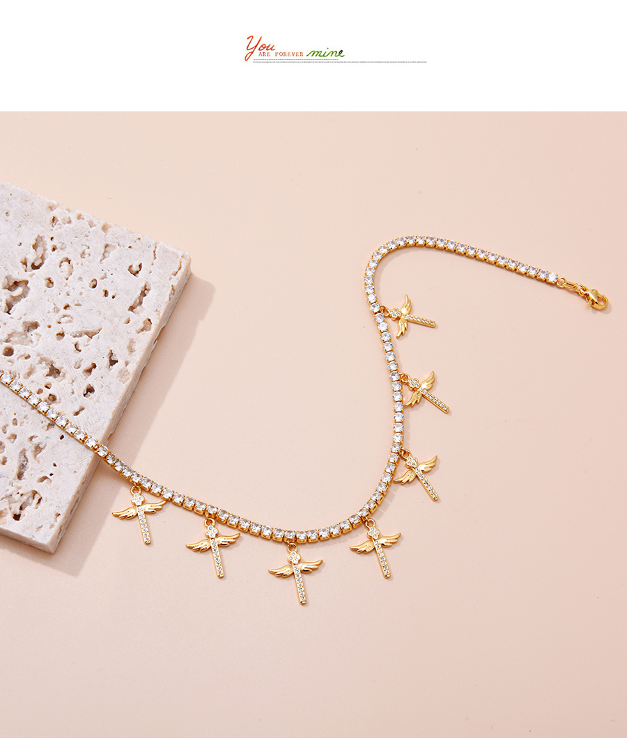 Fashion Gold Copper Inlaid Zirconium Palm Necklace,Necklaces