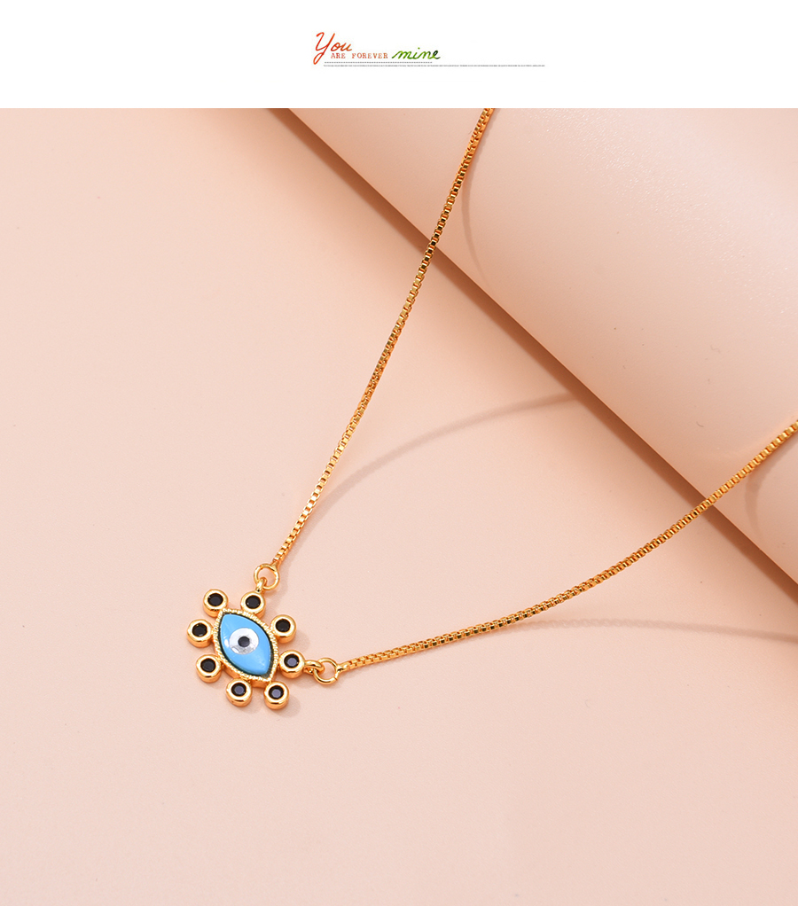 Fashion White Copper Inlaid Zirconium Drip Oil Eye Necklace,Necklaces