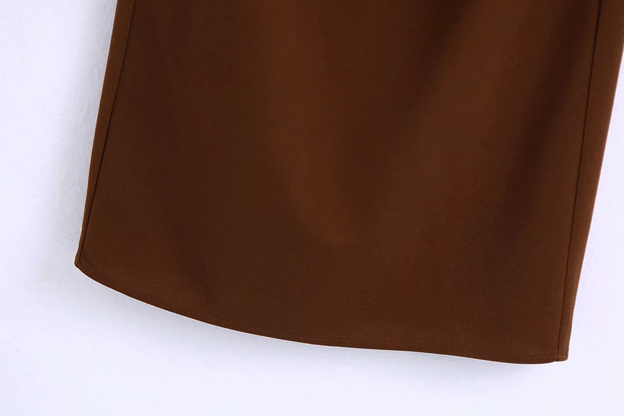Fashion Brown Pleated Straight Skirt,Skirts