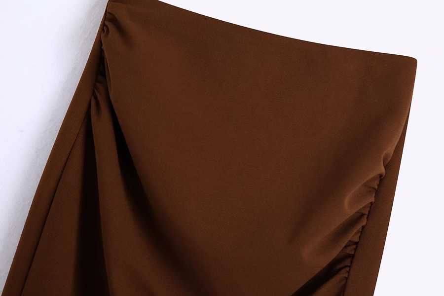 Fashion Brown Pleated Straight Skirt,Skirts
