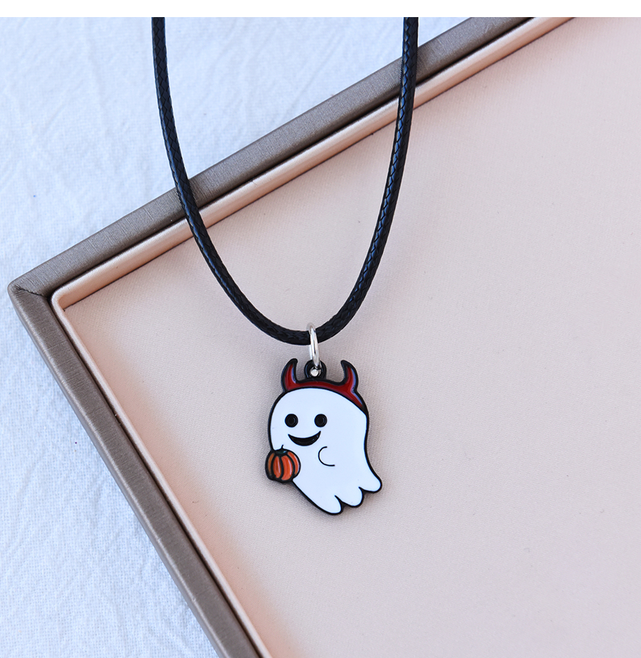 Fashion Silver Alloy Drip Oil Halloween Little Ghost Pumpkin Necklace And Earrings Set,Jewelry Sets