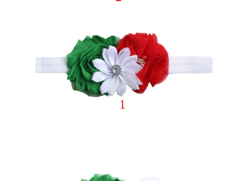Fashion Green White Red Christmas Polygonal With Diamond Flower Headband,Hair Ribbons