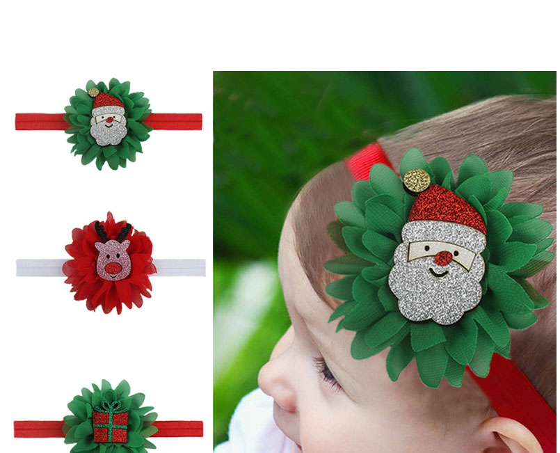 Fashion C Christmas Children Chiffon Flower Cartoon Sticker Headband,Hair Ribbons