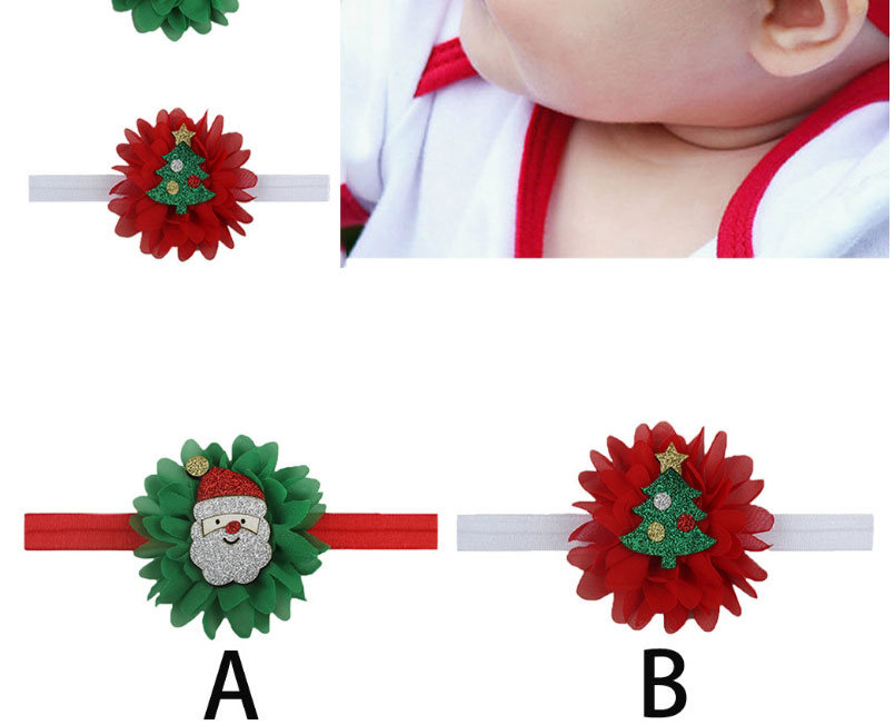 Fashion C Christmas Children Chiffon Flower Cartoon Sticker Headband,Hair Ribbons