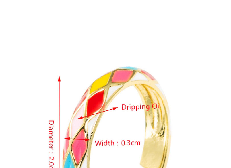 Fashion Diamond Copper Gilded Rainbow Dripping Cross Ring,Rings