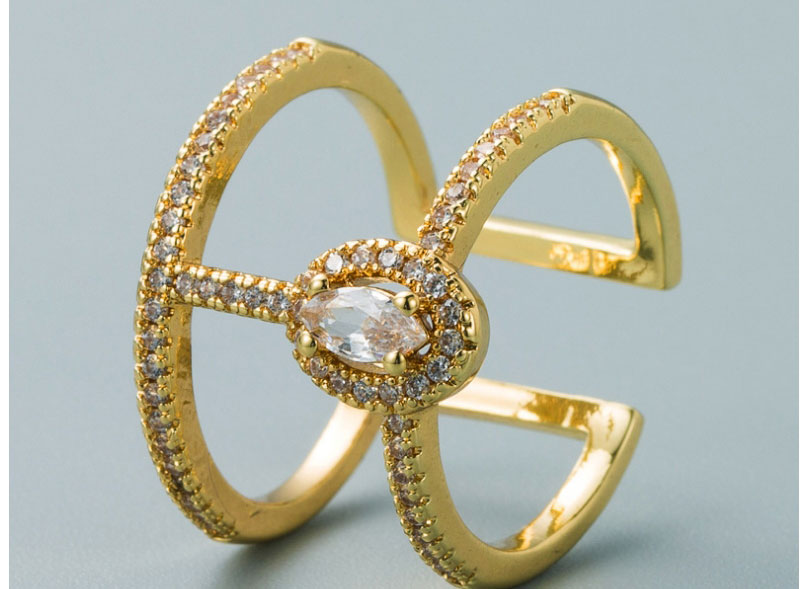 Fashion Diamond Copper Gilded Rainbow Dripping Cross Ring,Rings