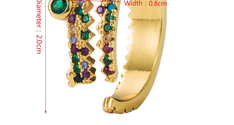 Fashion White Zirconium Gold-plated Copper And Zirconium Geometric Crocodile Ring,Rings