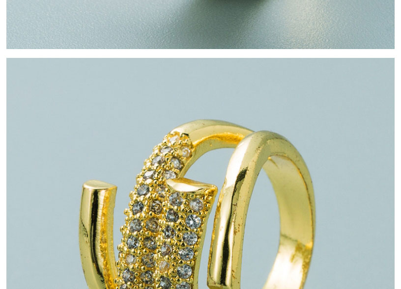Fashion Four-layer Geometry 18k Gold-plated Copper And Zirconium Geometric Ring,Rings