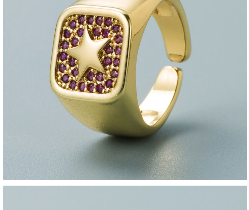 Fashion White Copper Plated 18k Gold With Zirconium Star Ring,Rings