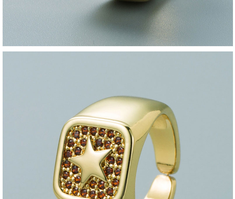 Fashion White Copper Plated 18k Gold With Zirconium Star Ring,Rings