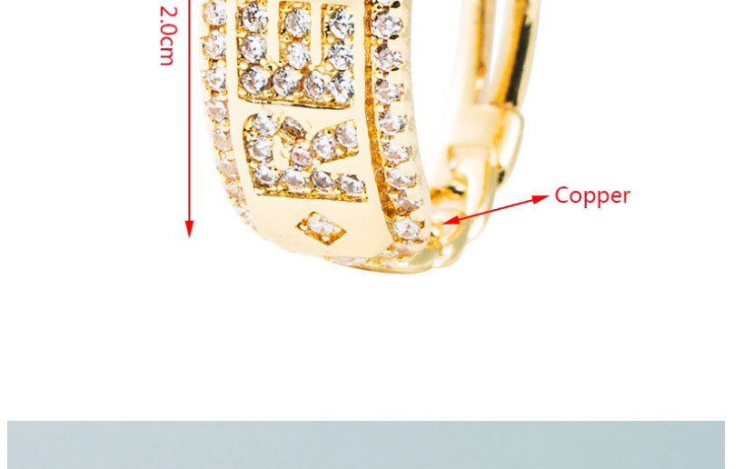 Fashion Letter 18k Copper Plated Gold With Zirconium Geometric Alphabet Ring,Rings