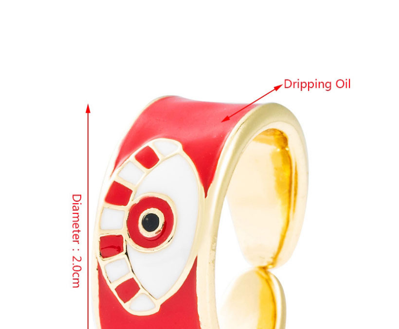 Fashion Dark Blue Gold-plated Copper Dripping Eye Open Ring,Rings
