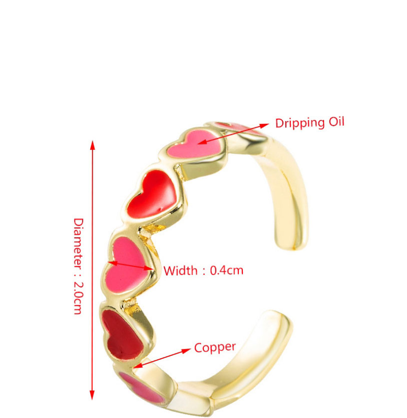 Fashion Black Copper Plated 18k Gold Dripping Love Heart Open Ring,Rings