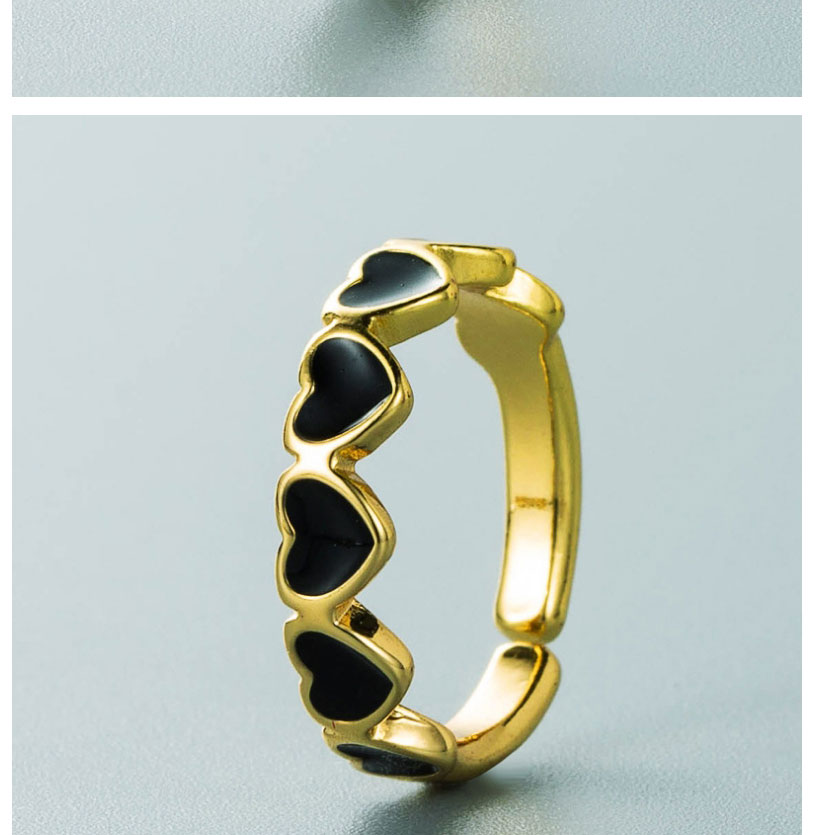 Fashion Black Copper Plated 18k Gold Dripping Love Heart Open Ring,Rings