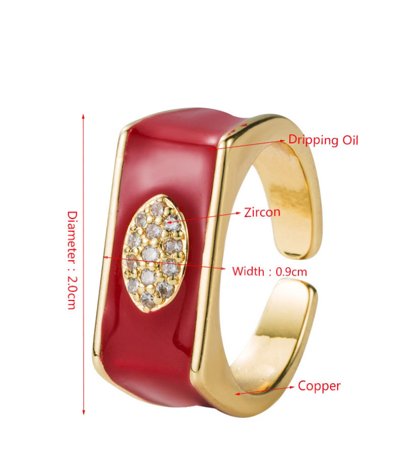 Fashion White Brass Inlaid Zirconium Drip Oil Geometric Ring,Rings