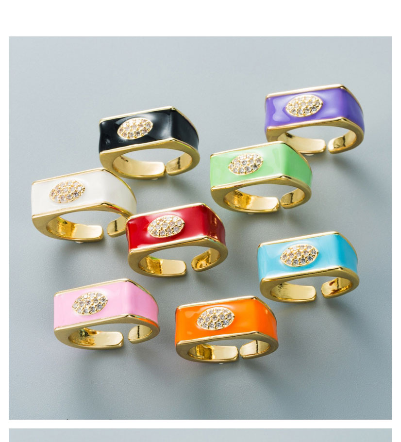 Fashion White Brass Inlaid Zirconium Drip Oil Geometric Ring,Rings