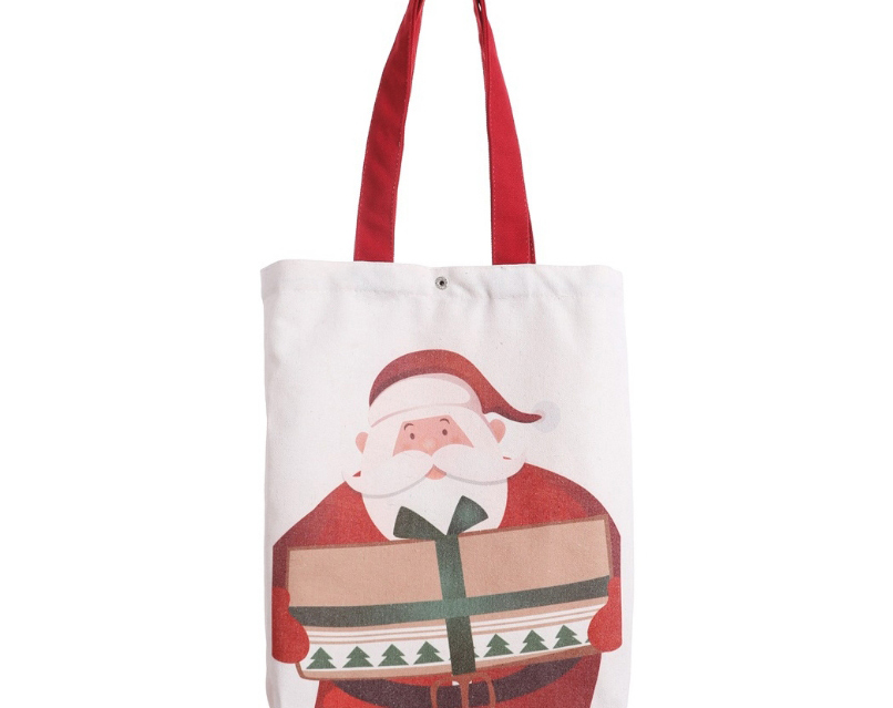 Fashion Elderly Carry Backpack Bag Santa Canvas Tote Bag,Festival & Party Supplies