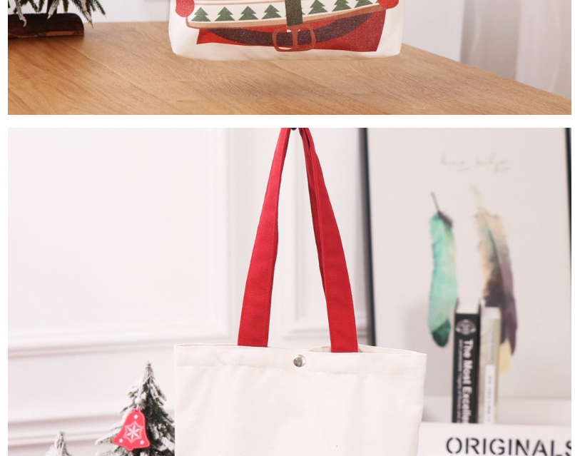 Fashion Elderly Carry Backpack Bag Santa Canvas Tote Bag,Festival & Party Supplies