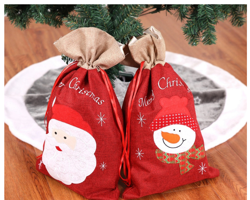 Fashion Elder Christmas Burlap Candy Bag,Festival & Party Supplies