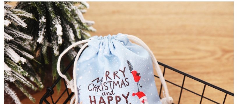 Fashion Light Blue Snowflake Old Man Christmas Print Candy Bag,Festival & Party Supplies