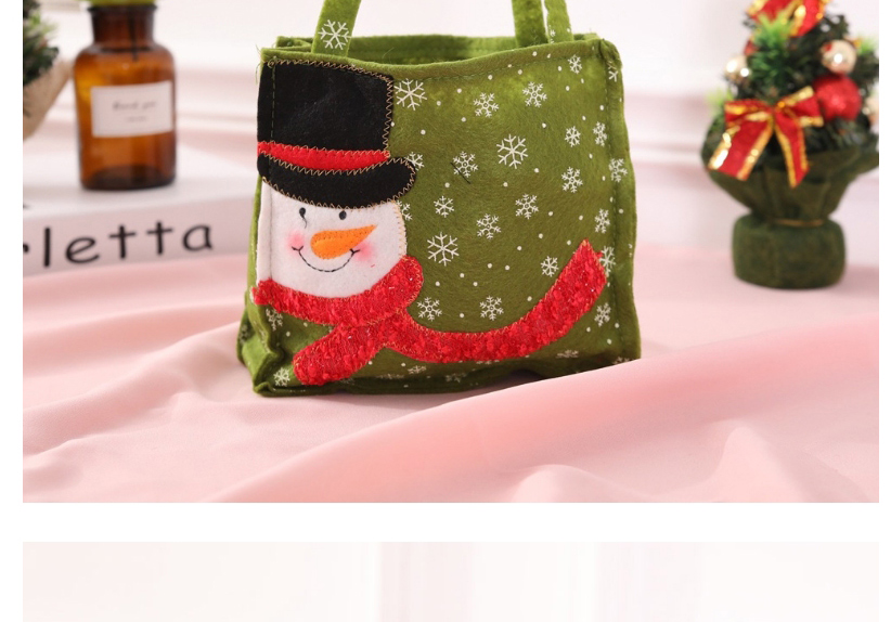Fashion Snowman Red Square Bag Green Scarf Christmas Print Gift Bag,Festival & Party Supplies