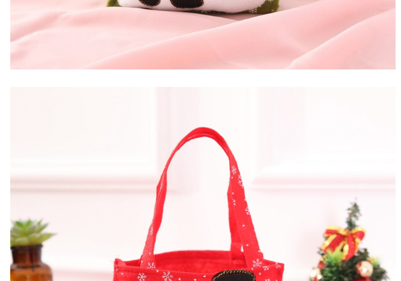 Fashion Snowman Red Square Bag Green Scarf Christmas Print Gift Bag,Festival & Party Supplies