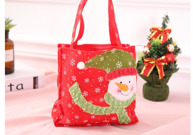 Fashion Snowman Green Square Bag Red Scarf Christmas Print Gift Bag,Festival & Party Supplies