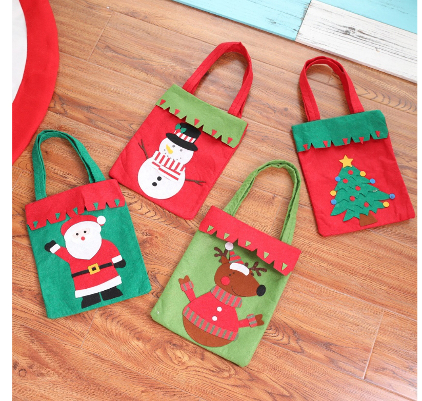 Fashion Old Man Gift Bag Christmas Print Candy Bag,Festival & Party Supplies