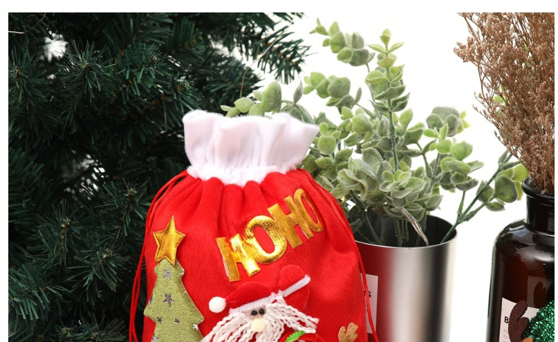 Fashion Old Man Gift Bag With Green Mouth Christmas Three-dimensional Printed Bouquet Mouth Gift Bag,Festival & Party Supplies
