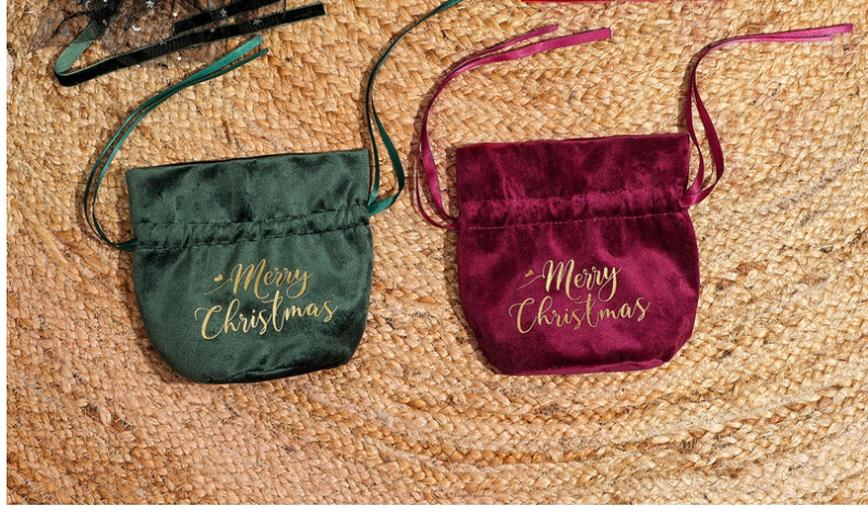 Fashion Green Gift Bag Christmas Velvet Apple Bag,Festival & Party Supplies